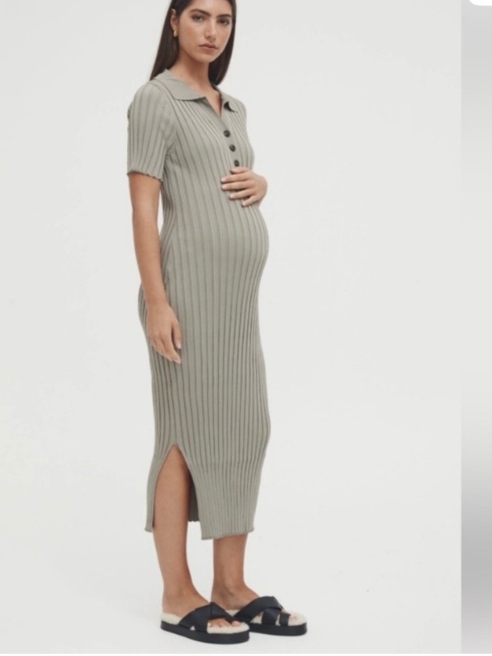 NWT Legoe Heritage Luxe Polo Dress Sage Ribbed